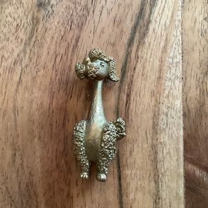Vintage Gold Tone Poodle Dog Brooch Pin